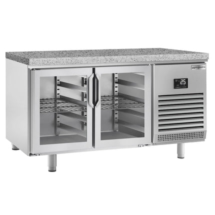 GGM Gastro Bakery Counter Fridge PREMIUM PLUS - 1618x800mm - glass doors - granite worktop - capacity 420 litres