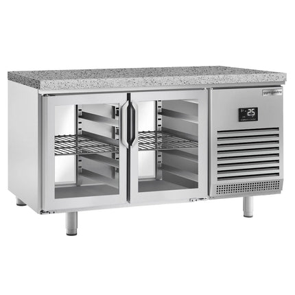 GGM Gastro Bakery Counter Fridge PREMIUM PLUS - 1618x800mm - glass doors - granite worktop - capacity 400 litres