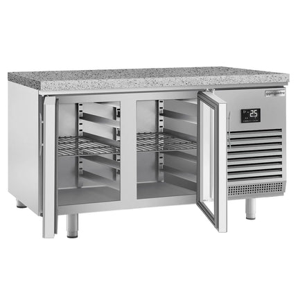 GGM Gastro Bakery Counter Fridge PREMIUM PLUS - 1618x800mm - glass doors - granite worktop - capacity 420 litres