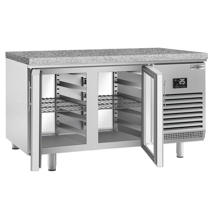 GGM Gastro Bakery Counter Fridge PREMIUM PLUS - 1618x800mm - glass doors - granite worktop - capacity 400 litres