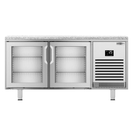 GGM Gastro Bakery Counter Fridge PREMIUM PLUS - 1618x800mm - glass doors - granite worktop - capacity 420 litres