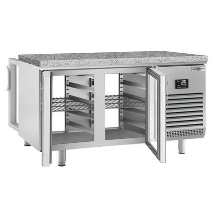 GGM Gastro Bakery Counter Fridge PREMIUM PLUS - 1618x800mm - glass doors - granite worktop - capacity 400 litres
