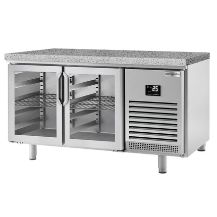 GGM Gastro Bakery Counter Fridge PREMIUM PLUS - 1618x800mm - glass doors - granite worktop - capacity 420 litres
