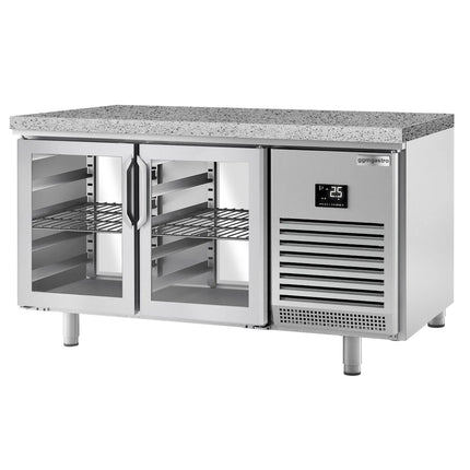 GGM Gastro Bakery Counter Fridge PREMIUM PLUS - 1618x800mm - glass doors - granite worktop - capacity 400 litres