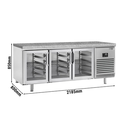 GGM Gastro Bakery Counter Fridge PREMIUM PLUS - 2185x800mm - glass doors - granite worktop - capacity 635 litres