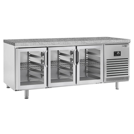 GGM Gastro Bakery Counter Fridge PREMIUM PLUS - 2185x800mm - glass doors - granite worktop - capacity 635 litres
