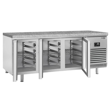 GGM Gastro Bakery Counter Fridge PREMIUM PLUS - 2185x800mm - glass doors - granite worktop - capacity 635 litres