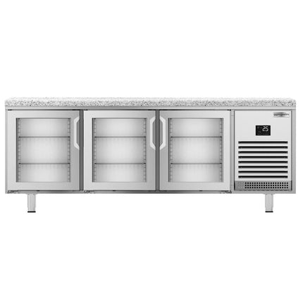GGM Gastro Bakery Counter Fridge PREMIUM PLUS - 2185x800mm - glass doors - granite worktop - capacity 635 litres