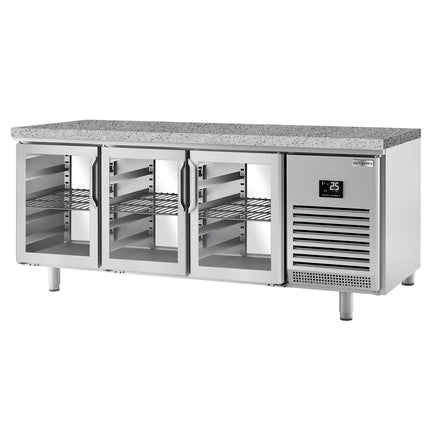 GGM Gastro Bakery Counter Fridge PREMIUM PLUS - 2185x800mm - glass doors - granite worktop - double glazing - capacity 610 litres