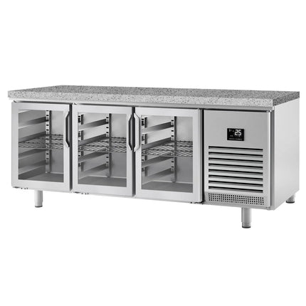 GGM Gastro Bakery Counter Fridge PREMIUM PLUS - 2185x800mm - glass doors - granite worktop - capacity 635 litres