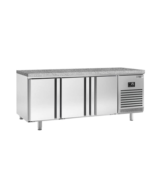 GGM Gastro Bakery Counter Fridge PREMIUM PLUS - 2185x800mm - with 3 doors - granite worktop - capacity 635 litres