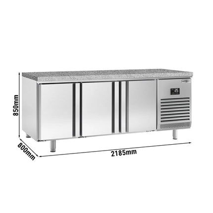 GGM Gastro Bakery Counter Fridge PREMIUM PLUS - 2185x800mm - with 3 doors - granite worktop - capacity 635 litres