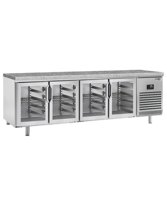 GGM Gastro Bakery Counter Fridge PREMIUM PLUS - 2752x800mm - glass doors - granite worktop - capacity 850 litres