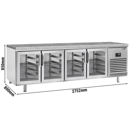GGM Gastro Bakery Counter Fridge PREMIUM PLUS - 2752x800mm - glass doors - granite worktop - capacity 850 litres