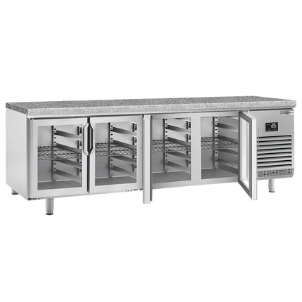 GGM Gastro Bakery Counter Fridge PREMIUM PLUS - 2752x800mm - glass doors - granite worktop - capacity 850 litres