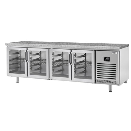 GGM Gastro Bakery Counter Fridge PREMIUM PLUS - 2752x800mm - glass doors - granite worktop - capacity 850 litres