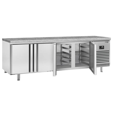 GGM Gastro Bakery Counter Fridge PREMIUM PLUS - 2752x800mm - with 4 doors - granite worktop - capacity 850 litres