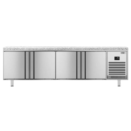 GGM Gastro Bakery Counter Fridge PREMIUM PLUS - 2752x800mm - with 4 doors - granite worktop - capacity 850 litres