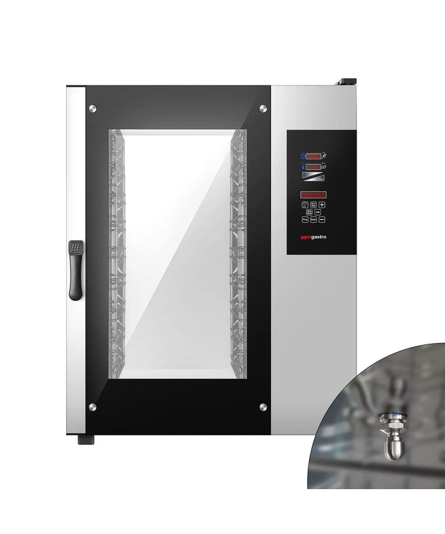 GGM Gastro Bakery-Electric Commercial Combi Oven - Digital Controls - 10x EN 600x400 - incl. Inner rack, Core temperature probe, HACCP monitoring, USB