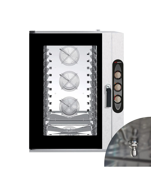 GGM Gastro Bakery-Electric Commercial Combi Oven - Manual Controls - 10x EN 600x400 - incl. Mounting brackets for 10x EN 600x400 trays