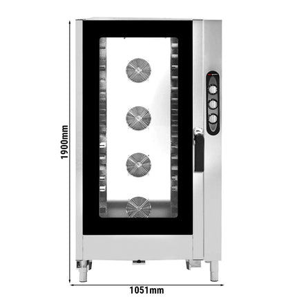 GGM Gastro Bakery-Electric Commercial Combi Oven - Manual Controls - 16x EN 600x400 - incl. Trolley, Direct steam injection, Humidity control