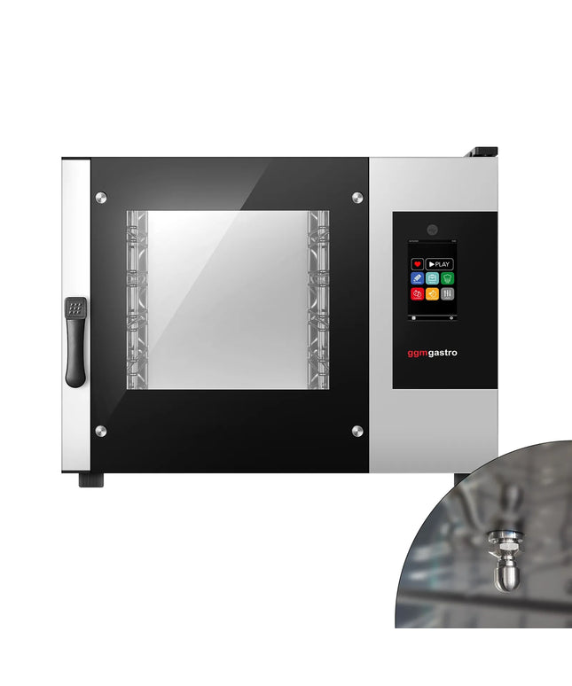 GGM Gastro Bakery-Electric Commercial Combi Oven - Touchscreen Controls - 4x EN 600x400 - incl. Automatic washing system, Core temperature probe, HACCP monitoring, USB