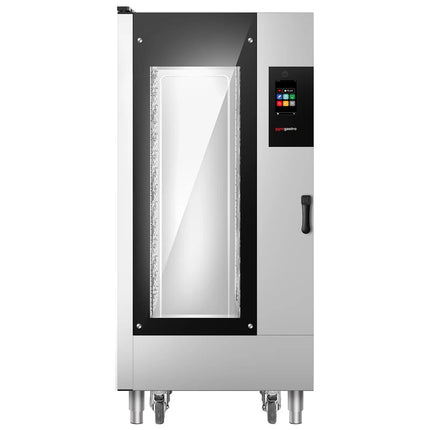GGM Gastro Bakery-Electric Commercial Combi Oven - Touchscreen Controls - 16x EN 600x400 - incl. Trolley & inner rack, Automatic washing system