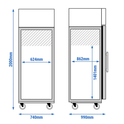 GGM Gastro Bakery Freezer ECO - EN 600x800mm - 612L - with 1 glass door - On castors