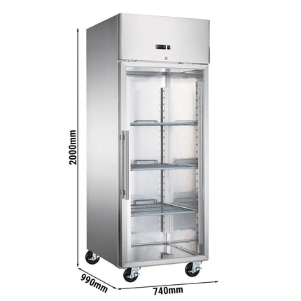 GGM Gastro Bakery Freezer Stainless steel ECO - EN 600x800mm - 612L - with 1 glass door & Rails & support grids - On castors