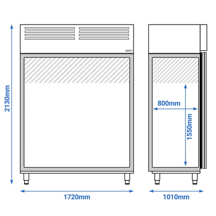 GGM Gastro Bakery Freezer Stainless steel PREMIUM - EN 600x400mm - 1700L - with 2 doors