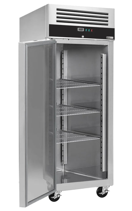 GGM Gastro Bakery Freezer Stainless steel PREMIUM - EN 600x800mm - 612L - with 1 door & Rails & support grids - On castors - Black front