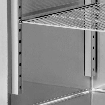 GGM Gastro Bakery Freezer Stainless steel PREMIUM - EN 600x800mm - 612L - with 1 door & Rails & support grids - On castors - Black front