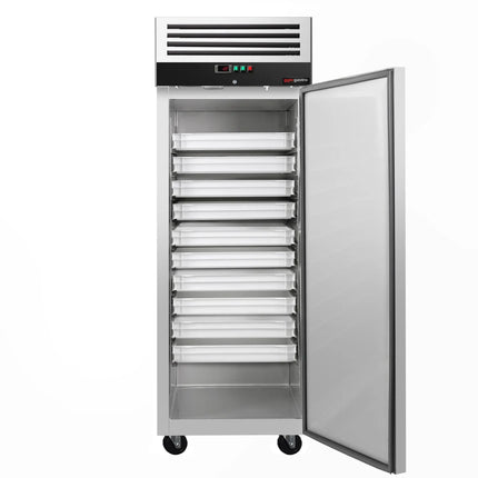 GGM Gastro Bakery Freezer Stainless steel PREMIUM - EN 600x800mm - 612L - with 1 door & On castors - Black front