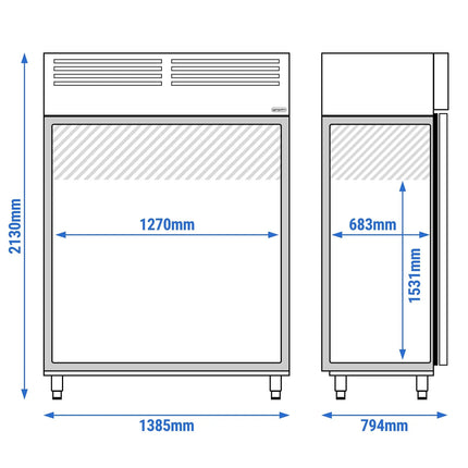 GGM Gastro Bakery Fridge Stainless steel PREMIUM - EN 600x400mm - 1240L - with 2 doors