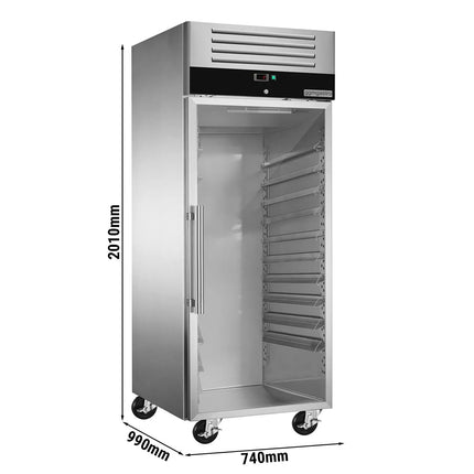 GGM Gastro Bakery Fridge Stainless steel PREMIUM - EN 600x800mm - 737L - with 1 glass door - On castors - Black front
