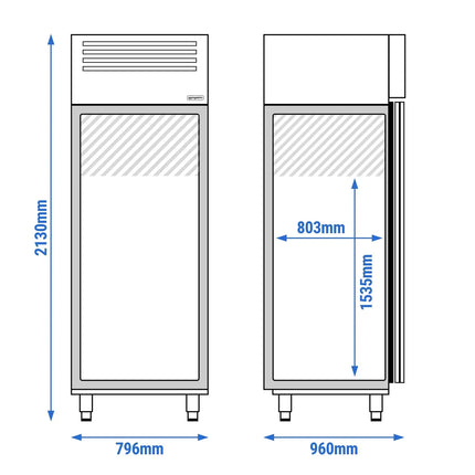 GGM Gastro Bakery Fridge Stainless steel PREMIUM - EN 600x800mm - 785L - with 1 door