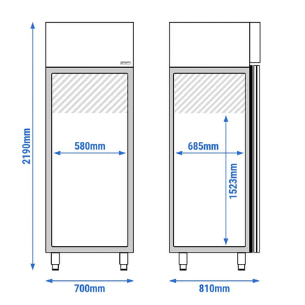 GGM Gastro Bakery Fridge Stainless steel PREMIUM PLUS - EN 600x400mm - 585L - with 1 door