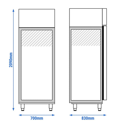 GGM Gastro Bakery Fridge Stainless steel PREMIUM PLUS - EN 600x400mm - 585L - with 1 glass door