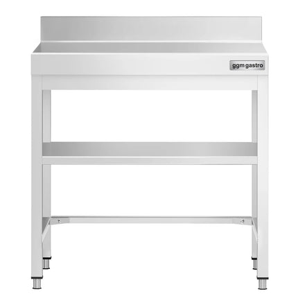 GGM Gastro Bàn Inox Có Gờ Chắn PREMIUM - 600x600mm - Có Kệ Dưới - Có Gờ Chắn Sau - Có Thanh Giằng Chéo