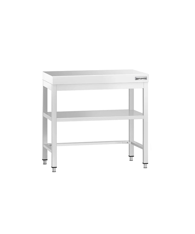 GGM Gastro Bàn Inox Trung Tâm PREMIUM - 700x700mm - Có Kệ Dưới - Có Thanh Giằng Chéo