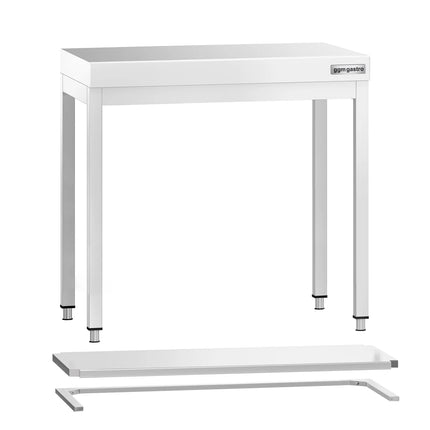 GGM Gastro Bàn Inox Trung Tâm PREMIUM - 700x700mm - Có Kệ Dưới - Có Thanh Giằng Chéo