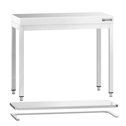 GGM Gastro Bàn Inox Trung Tâm PREMIUM - 800x700mm - Có 2 Kệ Dưới - Có Thanh Giằng Chéo