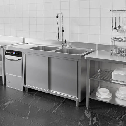 GGM Gastro Bàn Rửa Máy Rửa Bát Có Tủ PREMIUM - 1600x700mm - 2 Chậu Bên Phải