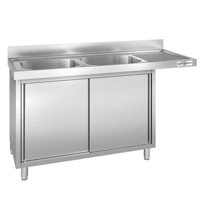 GGM Gastro Bàn Rửa Máy Rửa Bát Có Tủ PREMIUM - 1600x700mm - 2 Chậu Bên Trái