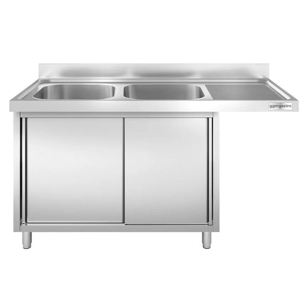 GGM Gastro Bàn Rửa Máy Rửa Bát Có Tủ PREMIUM - 1600x700mm - 2 Chậu Bên Trái