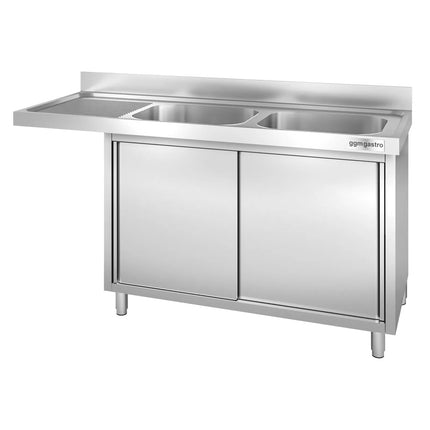 GGM Gastro Bàn Rửa Máy Rửa Bát Có Tủ PREMIUM - 1800x700mm - 2 Chậu Bên Phải