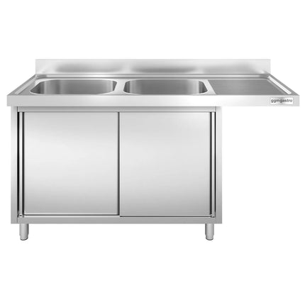 GGM Gastro Bàn Rửa Máy Rửa Bát Có Tủ PREMIUM - 1800x700mm - 2 Chậu Bên Trái