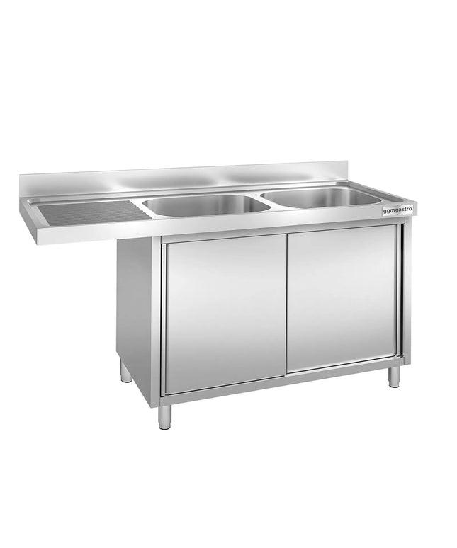 GGM Gastro Bàn Rửa Máy Rửa Bát Có Tủ PREMIUM - 2000x700mm - 2 Chậu Bên Phải
