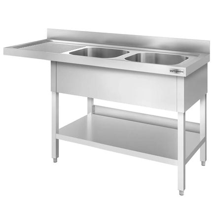 GGM Gastro Bàn Rửa Máy Rửa Bát PREMIUM - 1600x600mm - 2 Chậu - Bàn Ráo Bên Trái