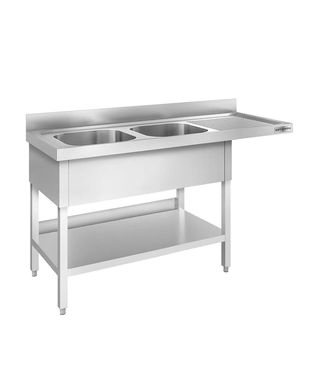 GGM Gastro Bàn Rửa Máy Rửa Bát PREMIUM - 1600x700mm - 2 Chậu - Bàn Ráo Bên Phải
